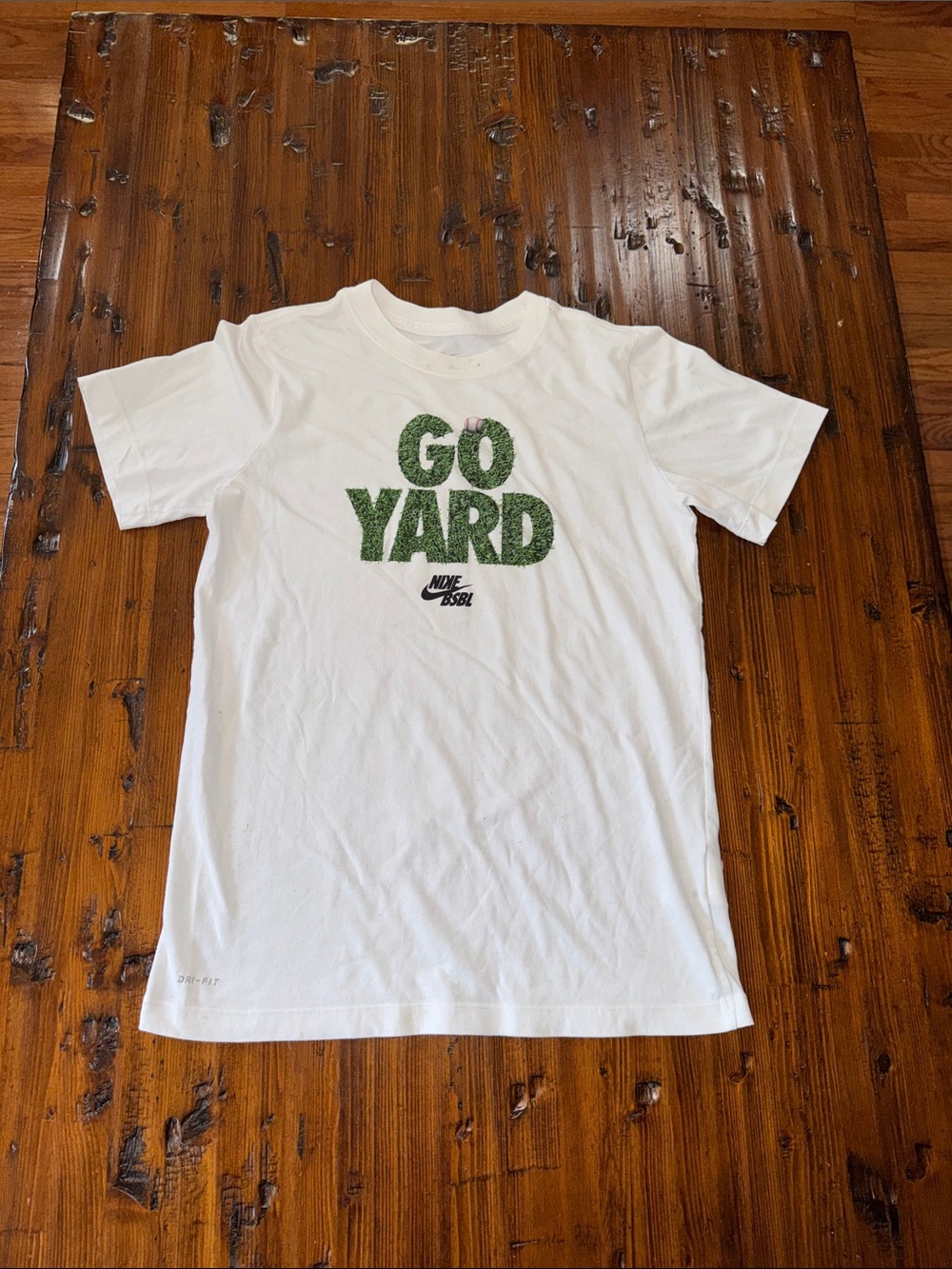 Nike White Tee with Green 'GO YARD' Graphic